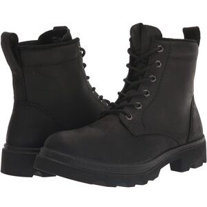 Ecco Black Combat Boots with Rugged Sole